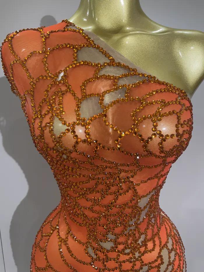 STOCK femmes brillant strass Sexy une épaule culture robe anniversaire célébrer fête robe de soirée 