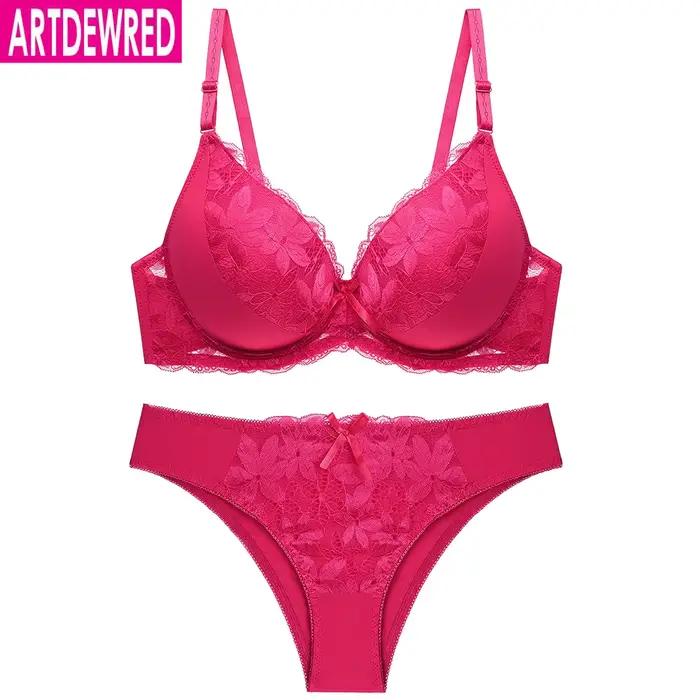 Ensemble de sous-vêtements brodés pour femmes, soutien-gorge push-up, soutien-gorge en dentelle, ens
