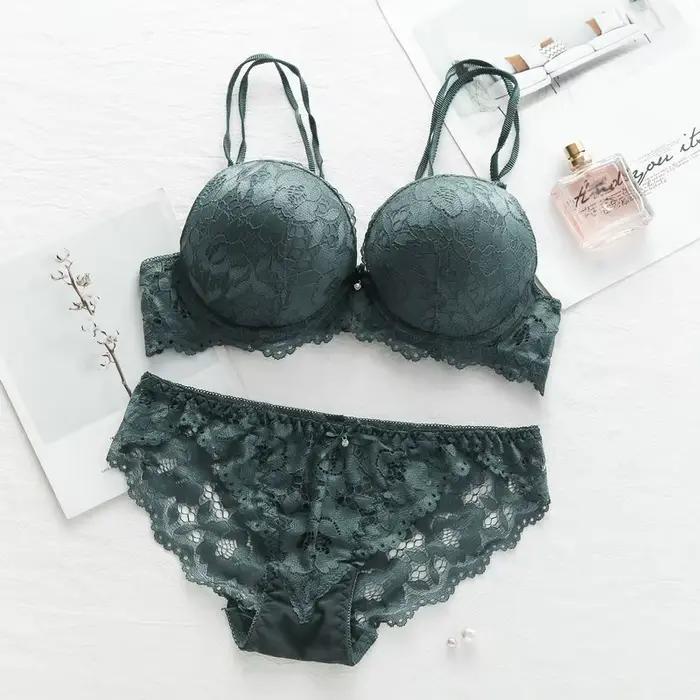 Soutien-gorge brodé en dentelle avec nœud papillon pour femme, sous-vêtement sexy, ensemble de linge