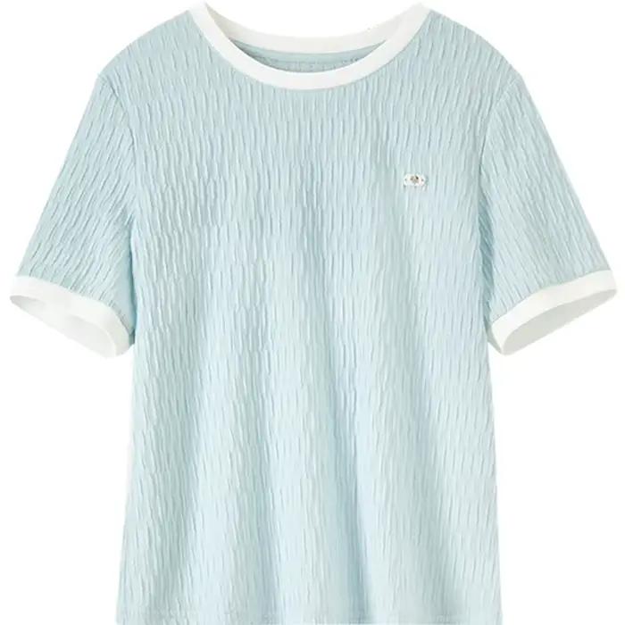 T-shirt à manches courtes plissé pour femme SENTUBILA, nouvelle collection 2026, style décontracté, 
