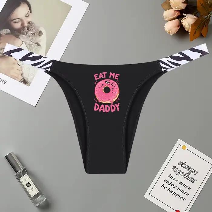 Eat Me Daddy – sous-vêtements imprimés rose Dount, culottes pour filles, sous-vêtements Sexy pour fe