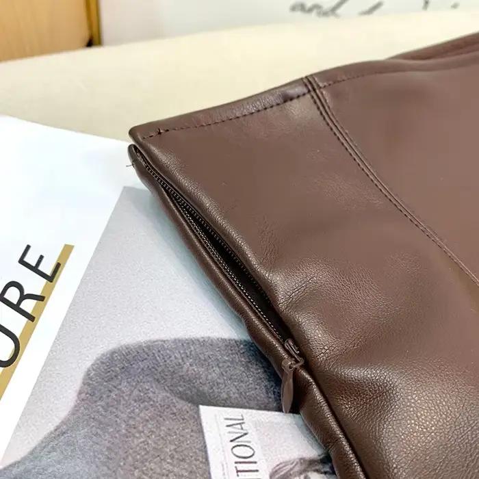 Jupes vintage en faux cuir PU pour femmes, jupes mi-longues sexy avec ourlet fendu, jupe sirène pour