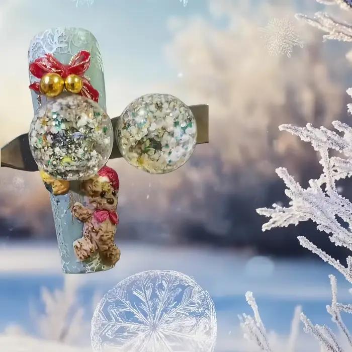 Moule 3D Transparent pour Nail Art, boule de cristal, avec étoiles, cœurs, flocons de neige et nœud 