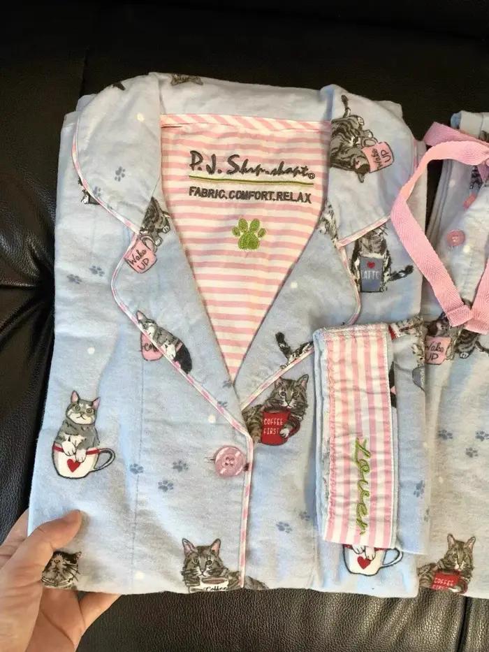Pyjama de style japonais pour femmes, vêtements de maison 100% coton, imprimé de dessins animés mign