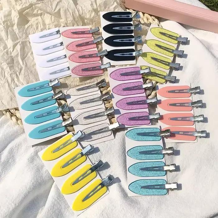 Pinces à cheveux sans couture, 4 pièces/ensemble, Barrette à frange latérale, maquillage, lavage du 
