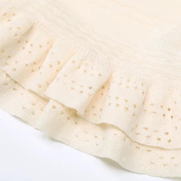 Haute qualité nouveau pull mode classique à volants bord tricoté élastique à manches longues Cardiga