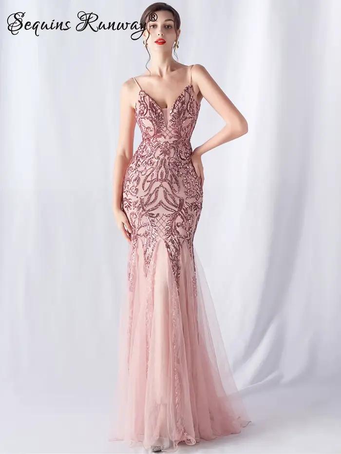 Robes de soirée longues élégantes et sexy pour femmes 2026, robes de fête d'anniversaire en maille p