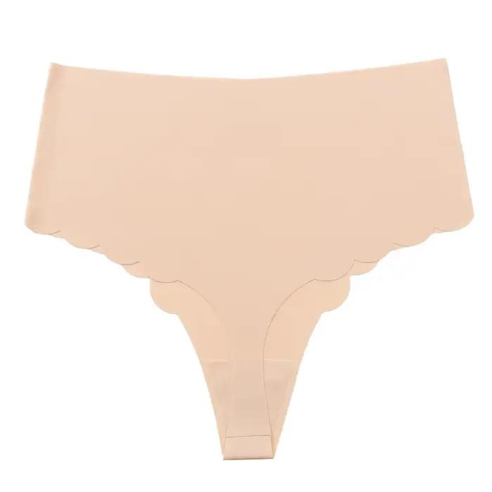 Culotte taille haute pour femmes, mode bord ondulé, sans couture, sous-vêtements féminins, tongs éla