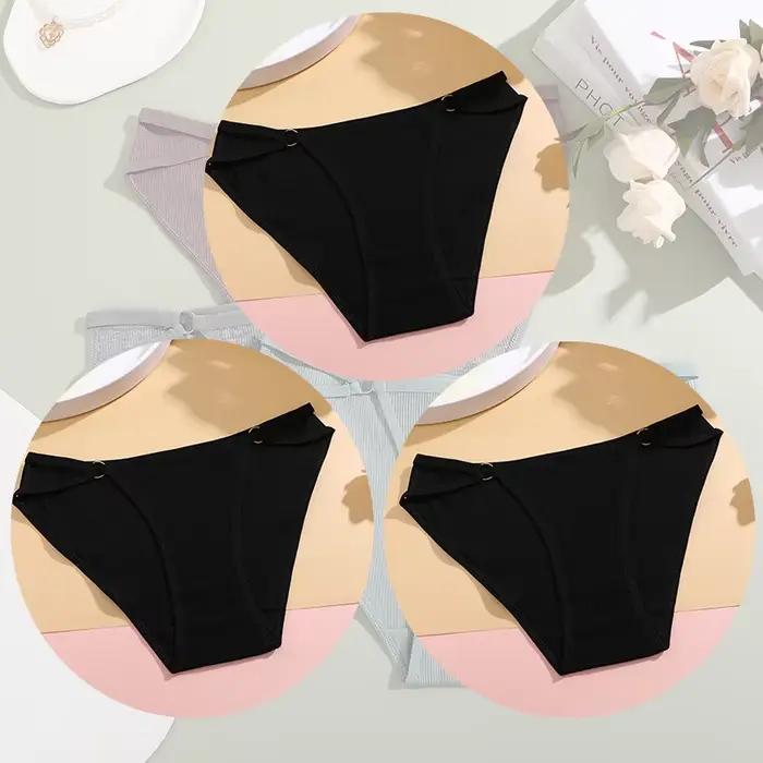 3 pièces culottes pour femmes sous-vêtements respirants Sexy Lingerie confortable slips rayés en cot