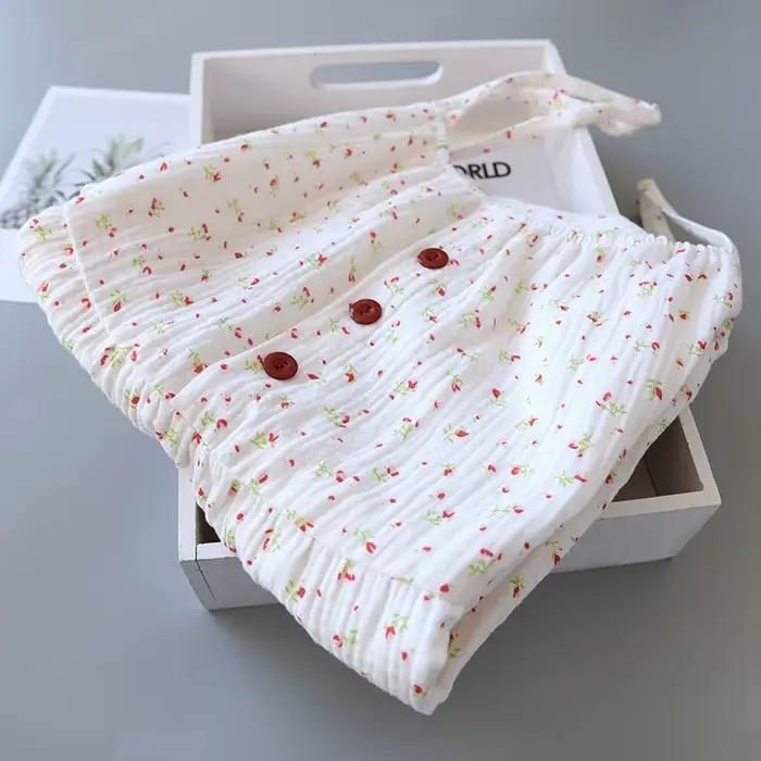 Nouvelle Robe de Nuit Longue à Imprimé Floral pour Femme, Lingerie en Coton Pur Confortable, Vêtemen