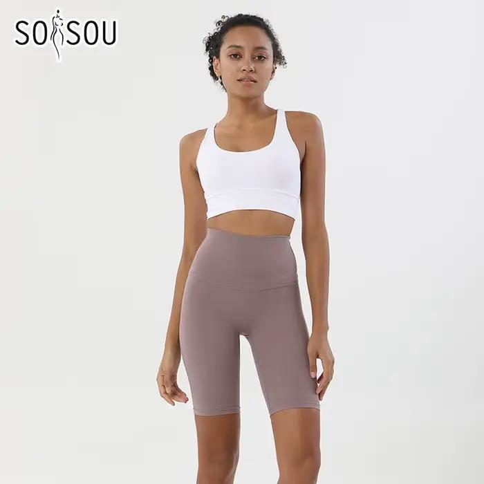 SOISOU-Ensemble de yoga en nylon pour femme, haut de soutien-gorge, short de cyclisme, vêtements de 