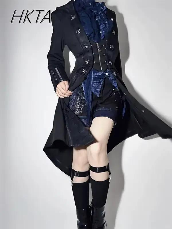 High Sense – Trench-Coat Y2k pour hommes et femmes, Robe gothique foncée, manteaux longs Lolita, vêt