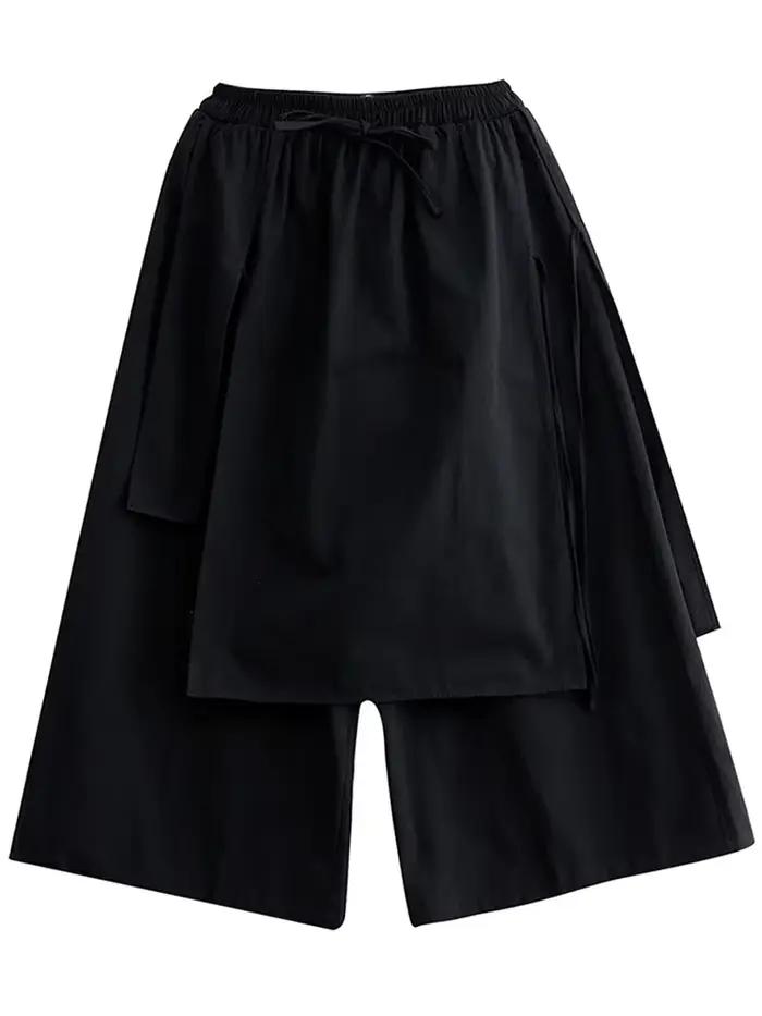UMI MAO – pantalon irrégulier pour Femme, vêtement élégant sous la cheville, lisse, noir, Style Band