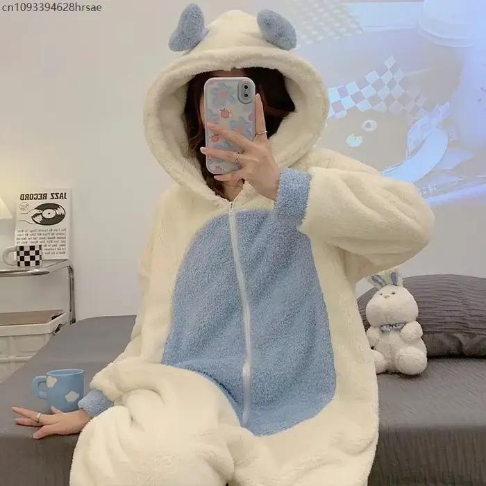 Hiver adulte Kigurumis femmes Pijama Onesie combinaisons dessin animé vêtements de nuit Pyjama épais