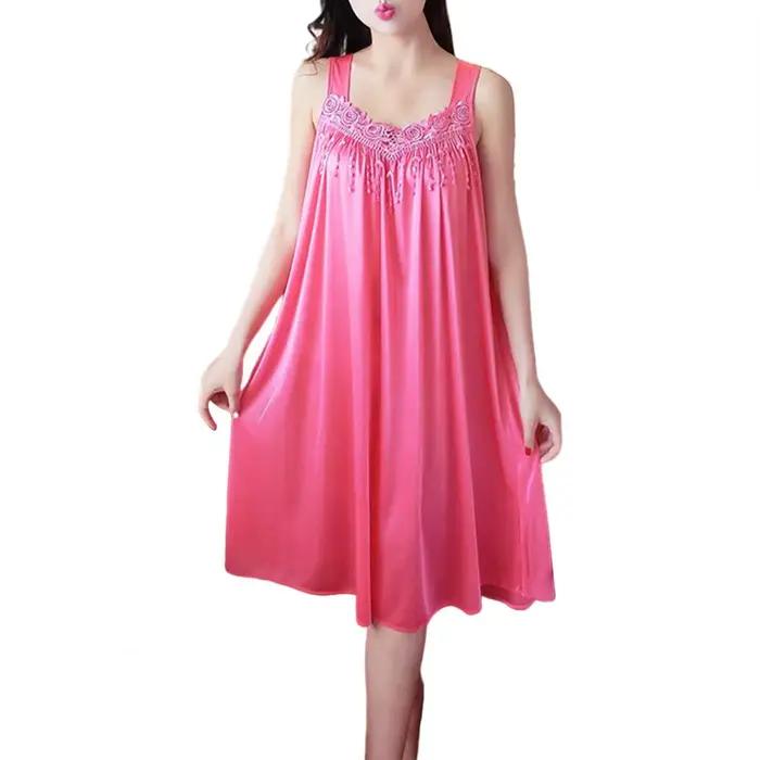 Dame pyjamas couleur unie dentelle lisse Patchwork robe de nuit confortable ventiler décontracté mod