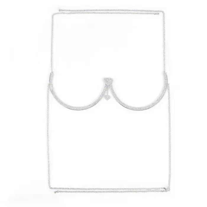 Soutien-gorge de luxe en forme de cœur, Support de poitrine, chaîne de corps, pompon floral, chaîne 