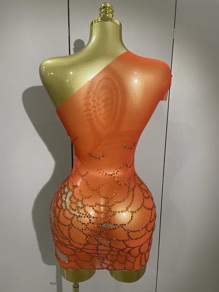 STOCK femmes brillant strass Sexy une épaule culture robe anniversaire célébrer fête robe de soirée 
