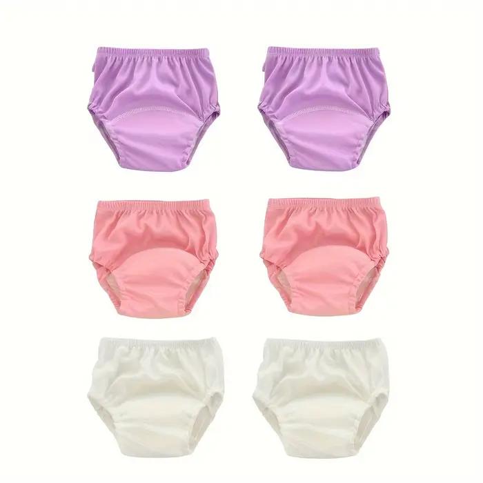 6 Pièces de Culottes d'apprentissage douces au toucher de couleur unie - Respirantes, lavables et ré