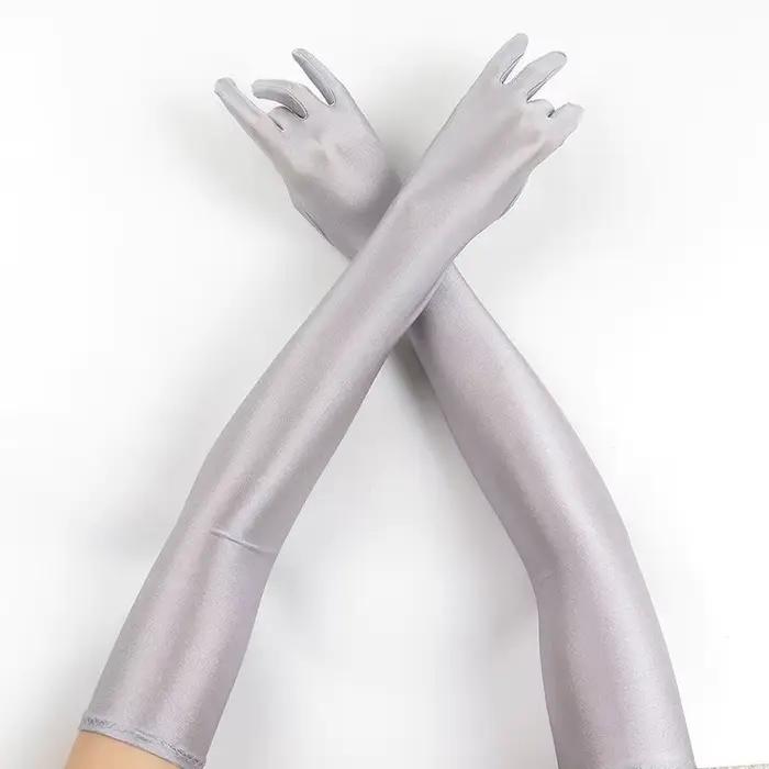 52CM femmes élégant solide Spandex mince doux extensible Protection solaire scène Performance condui