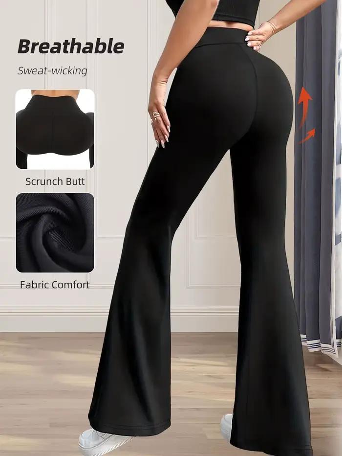 Pantalon évasé moulant taille haute pour femmes, pantalon noir long à jambes fines, pantalon fin à j