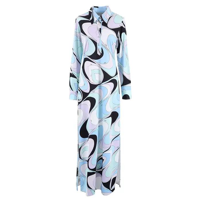 Robes à revers élégantes pour femmes, mode ample, jupe longue à boutons, amincissante, taille haute,