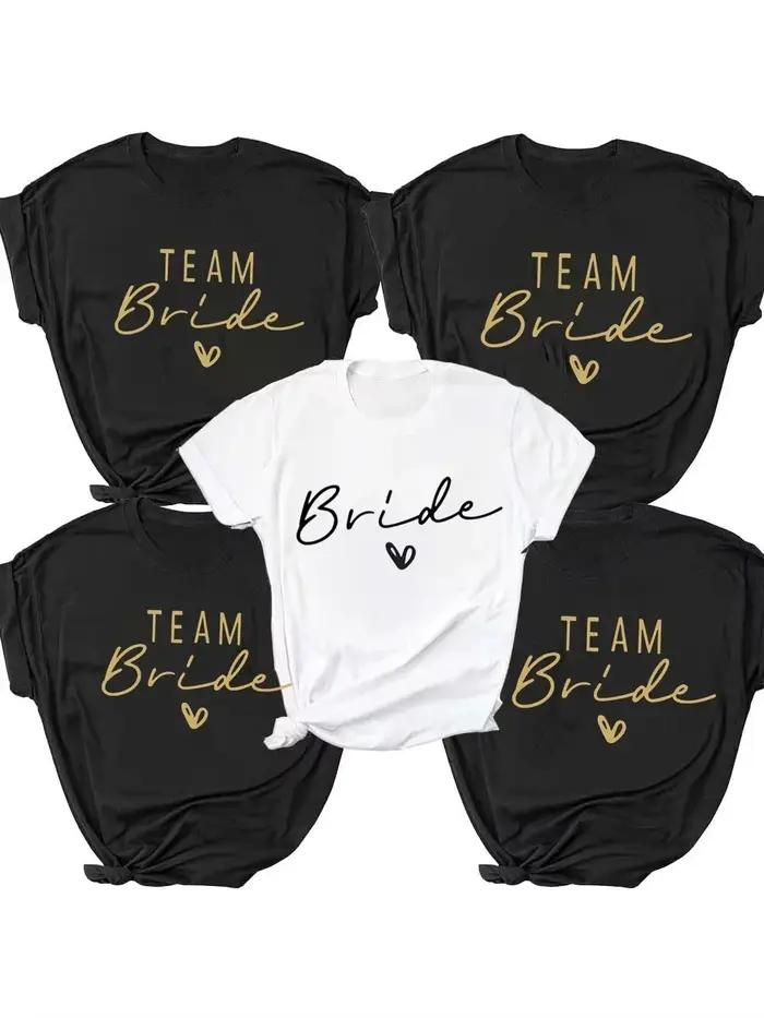 Femmes coton T-Shirt équipe mariée enterrement de vie de jeune fille douche poule fête demoiselle d'