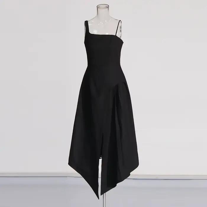 TWOTWINSTYLE détachable cape robes élégantes pour les femmes col carré sans manches taille haute hit