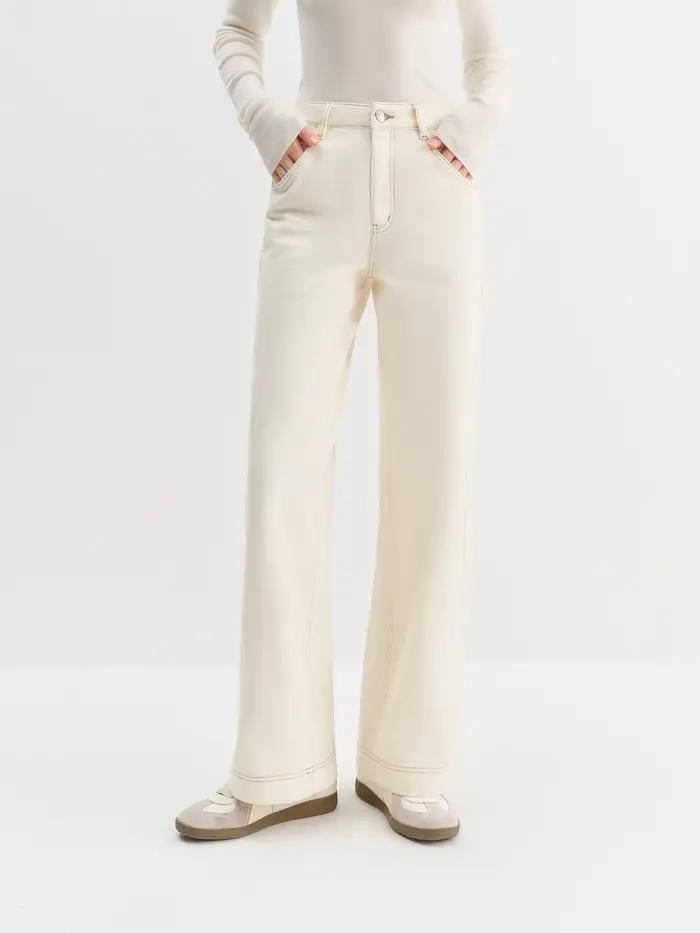 FSLE jean droit taille haute pour femmes hiver solide Simple tout-match 2025 nouveau pantalon polyva
