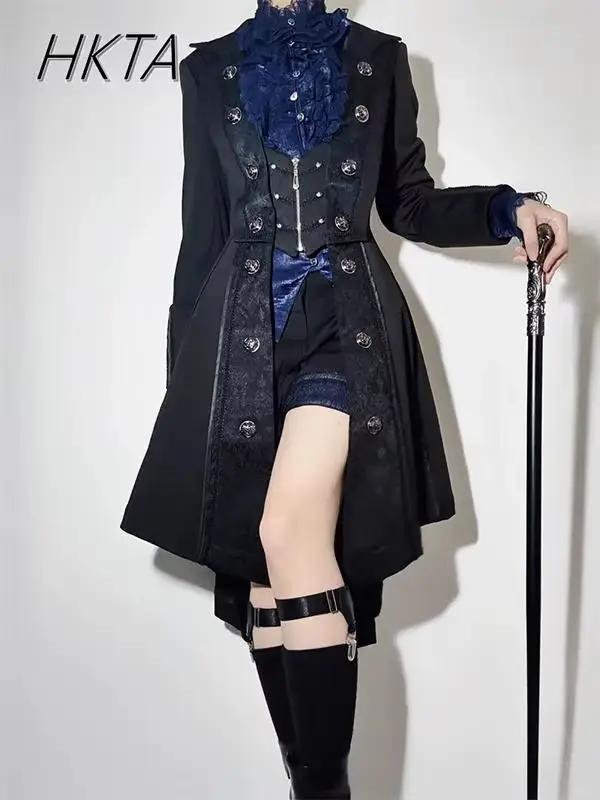 High Sense – Trench-Coat Y2k pour hommes et femmes, Robe gothique foncée, manteaux longs Lolita, vêt