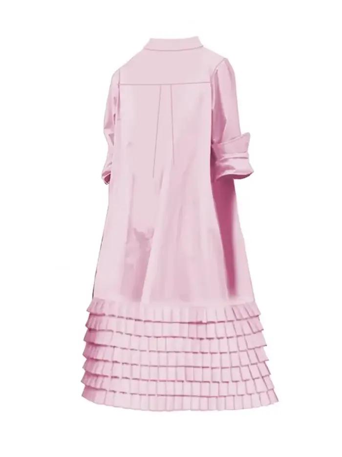 Uoozee femme élégant multicouche revers chemises robe 2024 nouveau printemps manches longues urbain 