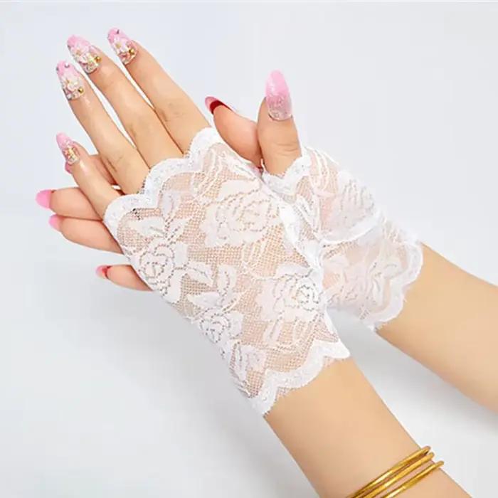 Gants de mariée Sexy en dentelle sans doigts pour femmes, gants habillés de fête, gants de protectio