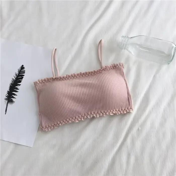 Soutien-gorge en coton pour femmes, haut tubulaire, sous-vêtements à bretelles, beau débardeur, sans
