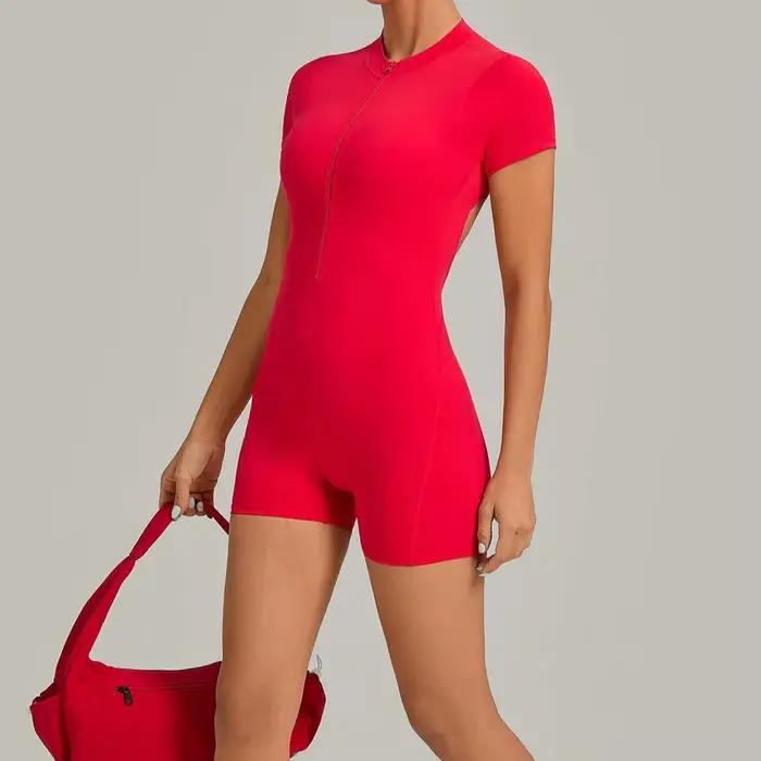 Ensemble de yoga pour femmes Ningyu, combinaison de sport à dos ouvert avec fermeture éclair, combin
