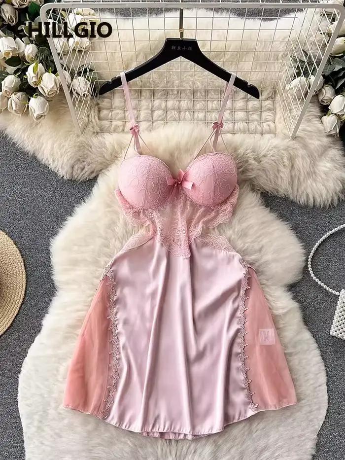 CHILLGIO femmes Sexy dentelle florale Spaghetti sangle robe d'été mode dos nu une ligne été Transpar