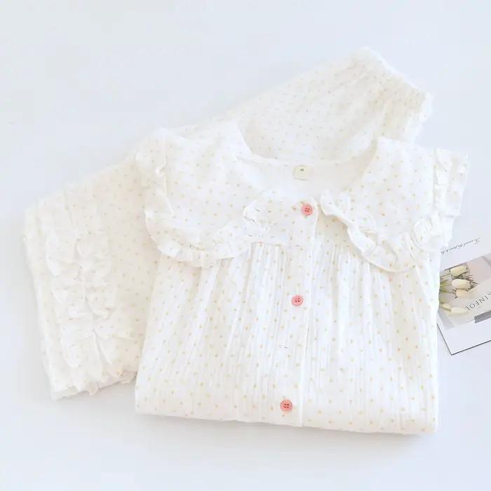 Pyjama femme printemps 2026, 100% coton, col marin, pyjama de maison pour femme, vêtements de détent