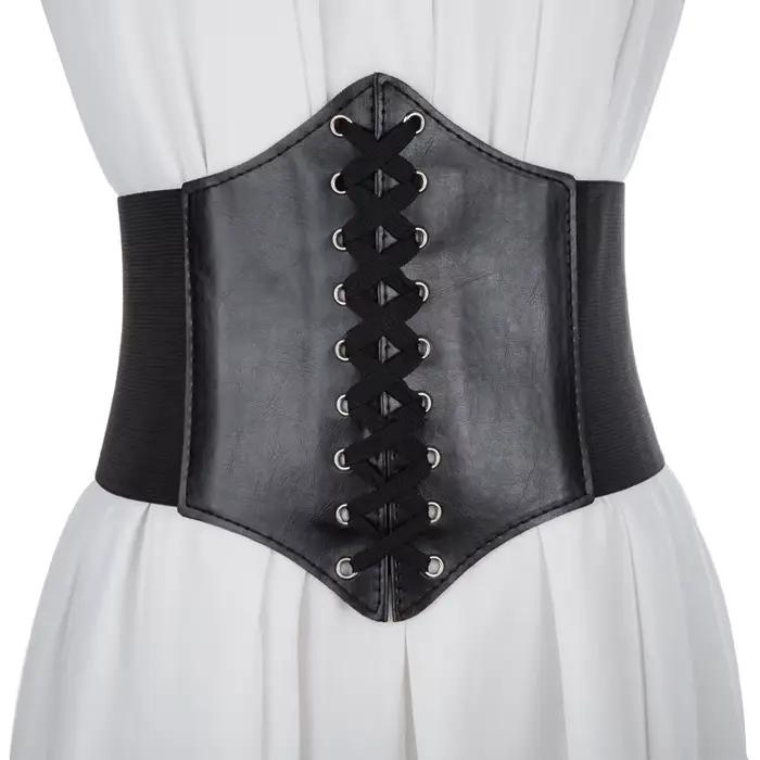 Nouveau Corset Punk noir large ceinture en cuir Pu minceur ceintures de corps pour les femmes élasti