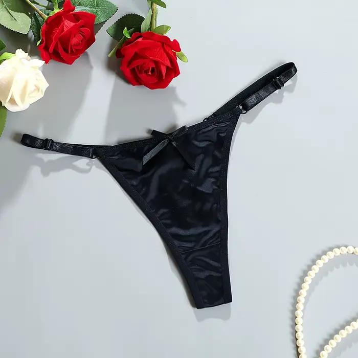 Sexy Satin réglable string culottes confort taille basse nœud papillon bout à bout Bikini slips dame
