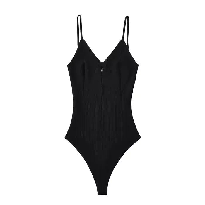 Body tricoté sexy pour femmes, combinaison moulante, noir, découpe, crochet, dos nu, été, 2023