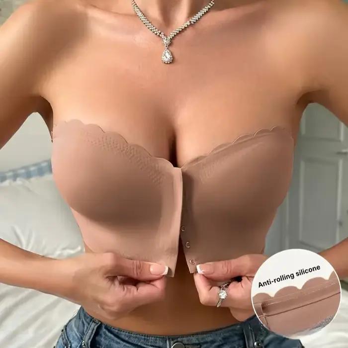 Soutien-gorge sous-vêtements à bouton avant, sans armatures, lisse, respirant, confortable, couleur 