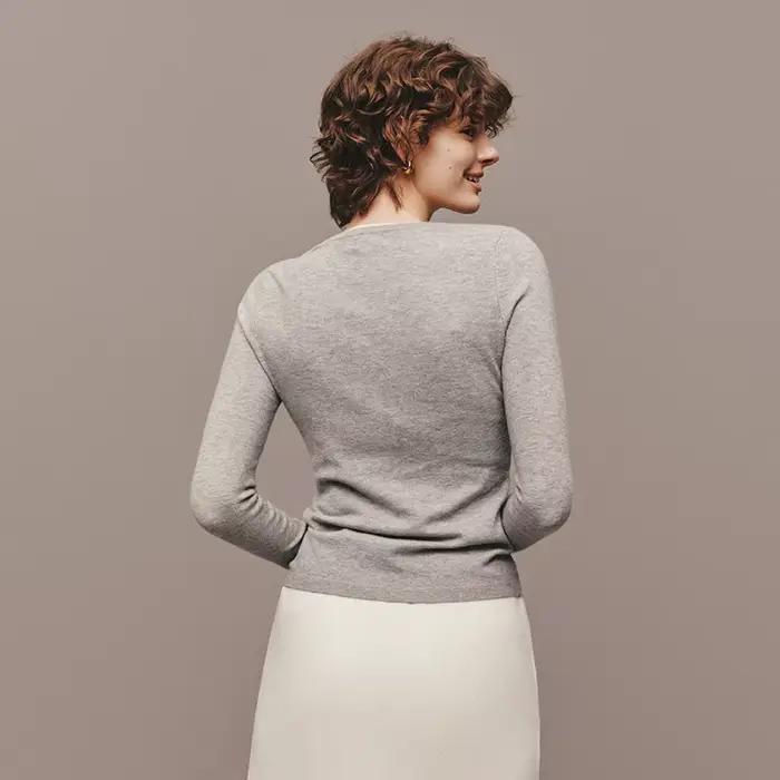 Semir tricoté pull femmes hiver col Henley faux deux pièces chauffeur antibactérien antistatique min