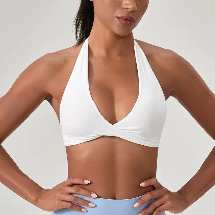 Soutien-gorge à bretelles pour femmes dos ouvert licou soutien-gorge de sport soutien léger haut cou