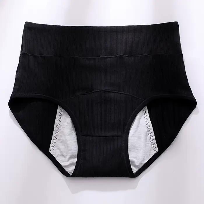 Culottes menstruelles taille haute pour femmes avec poche, respirantes, anti-fuites, grande taille, 