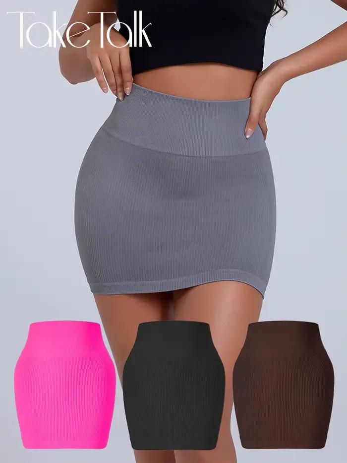 Jupe coréenne courte polyvalente, couleur unie, fine, élastique, taille haute, Vintage, Sexy, Slim, 