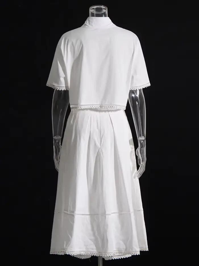 TWOTWurea YLE-Ensemble Deux Pièces pour Femme, Couleur Unie, Revers, Manches Courtes, Taille Haute, 