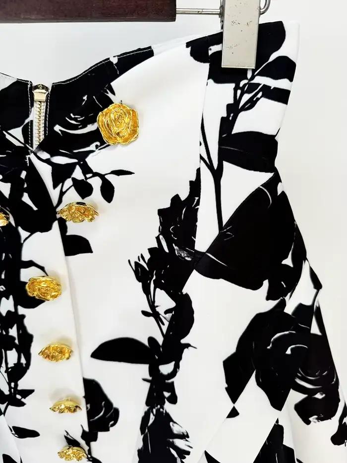 HIGH STREET Nouveauté 2026 Mini-jupe florale imprimée pour femme, style défilé de créateur, avec bou