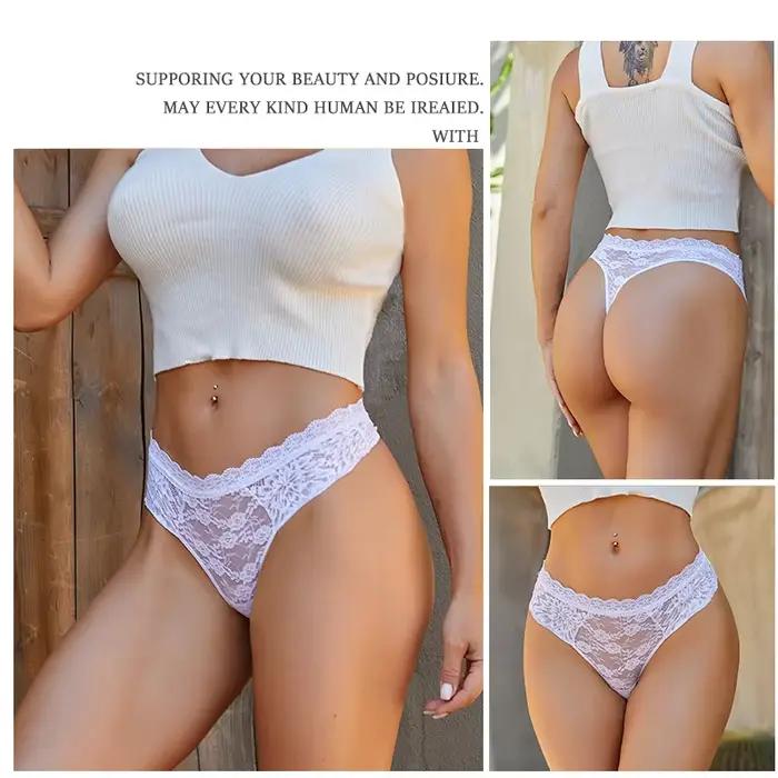 3 pièces dentelle Sexy tongs femmes taille basse slips Sexy doux dames sous-vêtements à la mode Floral caleçons femme fleurie culotte Lingerie
