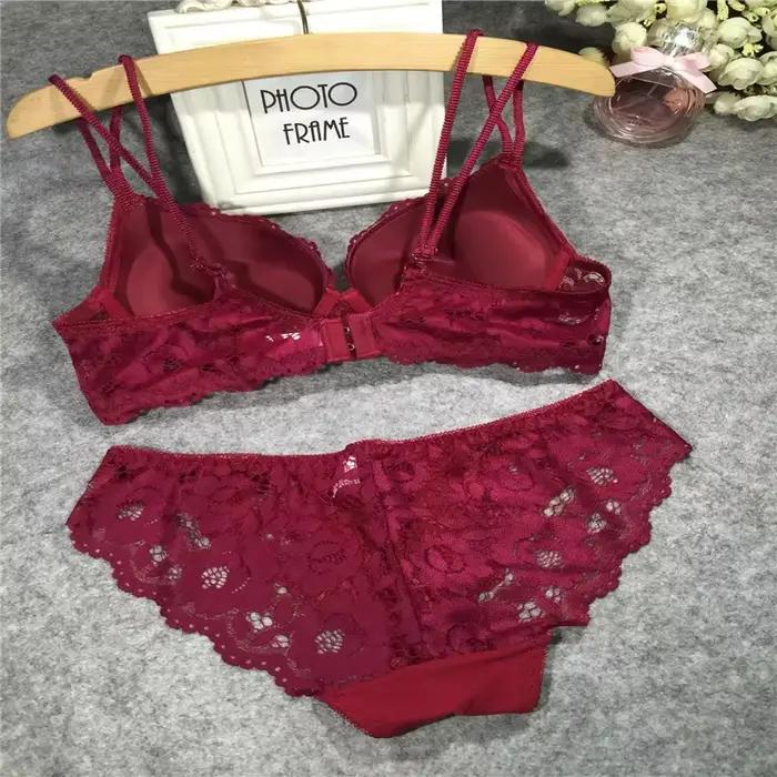 Soutien-gorge brodé en dentelle avec nœud papillon pour femme, sous-vêtement sexy, ensemble de lingerie, sous-vêtement de marque, bonnet A et B