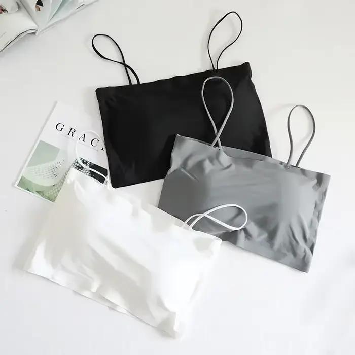 Soutien-gorge invisible push-up pour femme, lingerie sans couture, bustier tubulaire noir et blanc