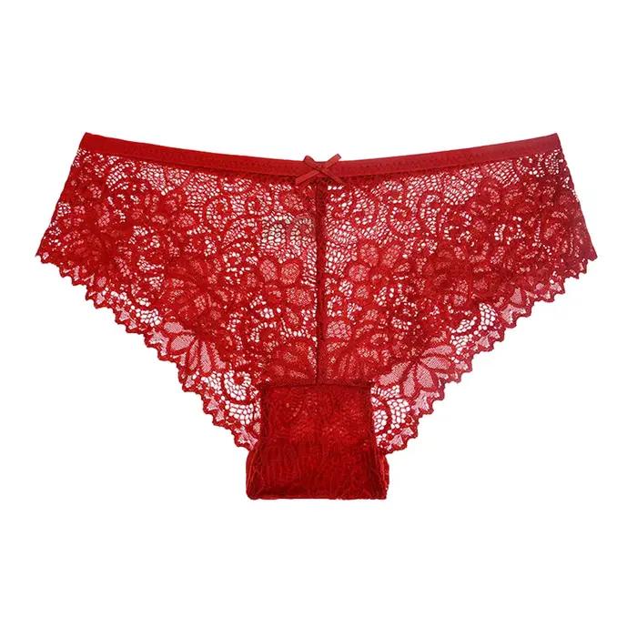 5 pièces/ensemble slips en maille M-2XL culottes en dentelle sous-vêtements transparents Sexy culottes taille basse filles intimes Lingeri