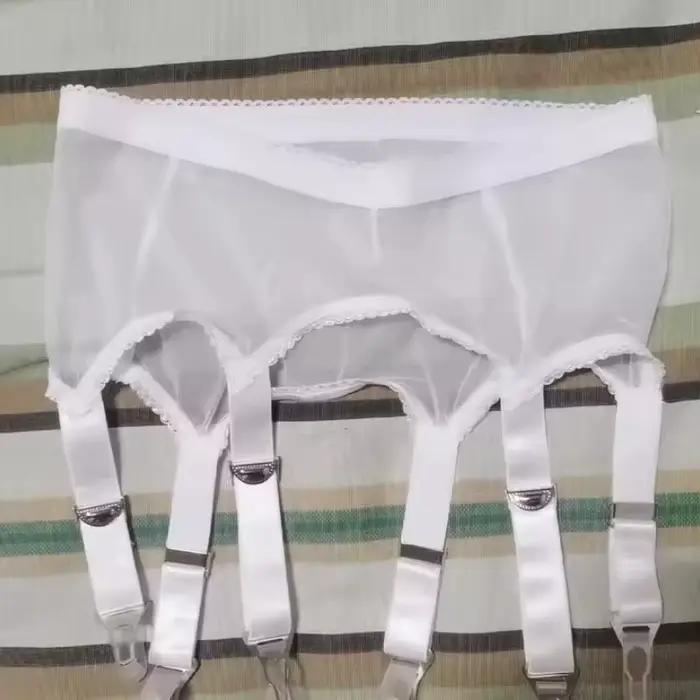 Bretelles réglables taille haute élastique porte-jarretelles avec chaussettes Clips Transparent soyeux toucher noir porte-jarretelles sexe Lingerie porter